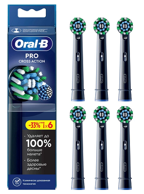 Oral-b (Орал-би) насадка сменная для электрических зубных щеток pro cross action black 6 шт