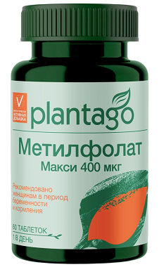 Plantago (Плантаго) Метилфолат Макси 400мкг, таблетки 60шт БАД