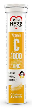Mein Herz (Майн Херц) Витамин C+Цинк, вкус апельсина таблетки шипучие 4,1г 20шт БАД