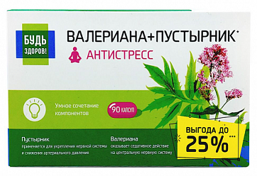 Валериана+Пустырник Будь Здоров! капсулы массой 395мг 90шт БАД