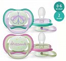 Avent (Авент) соска-пустышка силиконовая Ультра Эйр Найт ночная для девочек 0-6 мес 2 шт SCF376/19