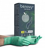 Купить перчатки benovy смотровые нитриловые нестерильные неопудренные текстурные на пальцах размер xs, 100 шт, зеленые в Кстово
