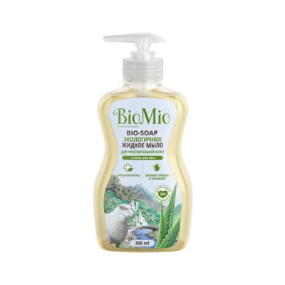 Купить biomio (биомио) мыло жидкое с гелем алоэ вера для чувствительной кожи увлажняющее, 300мл в Кстово