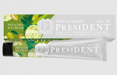 Купить президент (president) зубная паста white&yummy фисташковое мороженое с мятой 75г в Кстово
