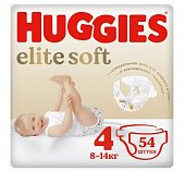 Купить huggies elitesoft (хаггис) подгузники 4, 8-14кг, 54 шт в Кстово