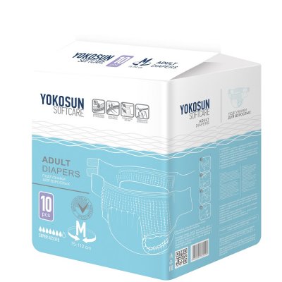 Купить yokosun (йокосан) подгузники на липучках для взрослых размер m, 10шт (объем 75-112см) в Кстово