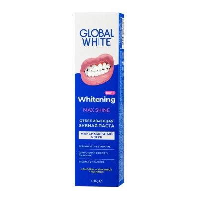 Купить глобал вайт (global white) зубная паста отбеливающая max shine, 100г в Кстово