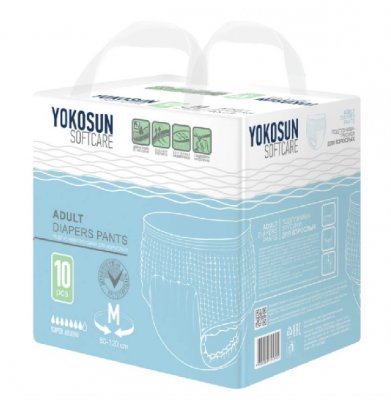 Купить yokosun (йокосан) подгузники-трусики для взрослых размер м (объем 80-120см) 10 шт в Кстово