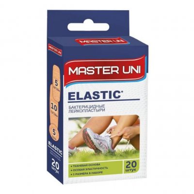 Купить пластырь master uni (мастер-юни) эластик тканевая основа, 20 шт в Кстово