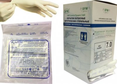 Купить перчатки sfm хирургические стерильные латексные опудренные текстурир размер 7, 50 пар в Кстово