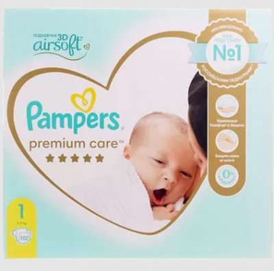 Купить pampers premium care (памперс) подгузники 1 для новорожденных 2-5кг, 102шт в Кстово