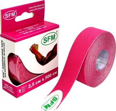 Купить лента (тейп) кинезиологическая sfm-plaster на хлопковой основе  2,5см х 5м розовый в Кстово