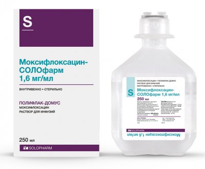 Купить моксифлоксацин-солофарм, раствор для инфузий 1,6мг/мл, флакон 250мл в Кстово