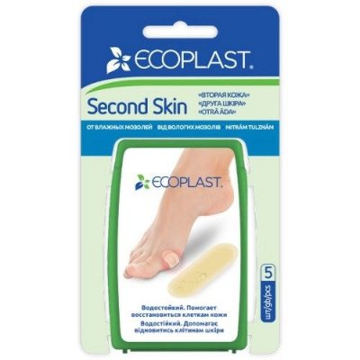 Купить ecoplast набор противомозольных гидроколлоидных пластырей second skin 20 х 60мм, 5 шт в Кстово