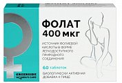 Купить фолат 400 мкг грин сайд (green side), таблетки массой 230 мг, 60 шт бад в Кстово