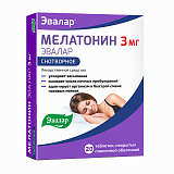 Мелатонин Эвалар, таблетки, покрытые пленочной оболочкой 3мг, 20 шт