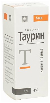 Таурин, капли глазные 4%, флакон-капельница 5мл