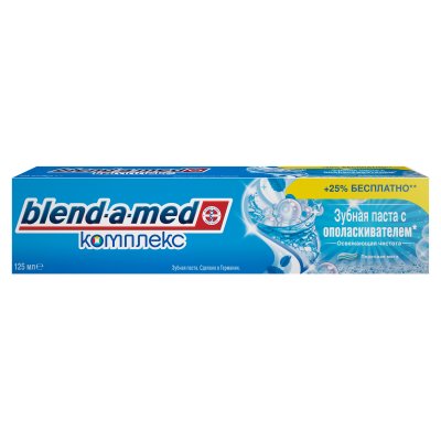 Купить бленд-а-мед (blend a med) зубная паста с ополаскивателем освежающая чистота перечная мята 125мл в Кстово