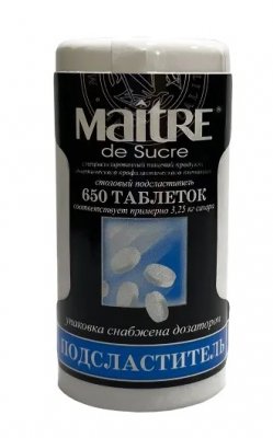 Купить maitre de sucre (мэтр де сукре) подсластитель столовый, таблетки 650шт в Кстово