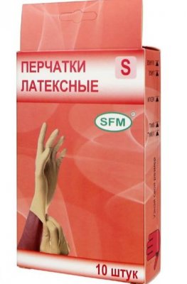 Купить перчатки sfm смотровые нестерильные латексные неопудрен текстурир размер s, 10 штук, натуральные в Кстово