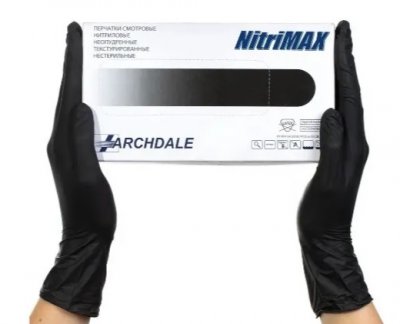 Купить перчатки archdale nitrimax смотровые нитриловые нестерильные неопудренные текстурные размер l, 50 пар, черные в Кстово