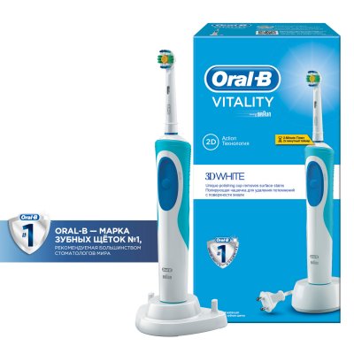 Купить орал-би (oral-b) электрическая зубная щетка vitality d12.513 3d white белый в подарочной упаковке (о в Кстово