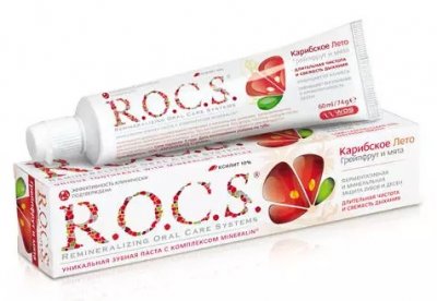 Купить рокс (r.o.c.s) зубная паста грейпфрут/мята, 74мл (еврокосмед ооо, россия) в Кстово
