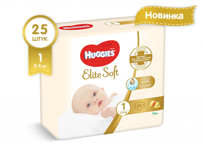 Купить huggies (хаггис) подгузники elitesoft 1, 3-5кг 25 шт в Кстово