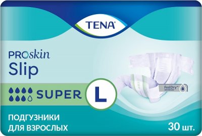 Купить tena proskin slip super (тена) подгузники размер l, 30 шт в Кстово