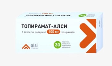 Топирамат, таблетки, покрытые пленочной оболочкой 100мг, 30 шт