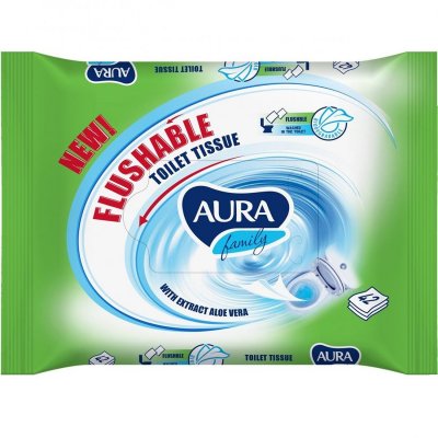 Купить aura (аура) бумага туалетная влажная family 42шт в Кстово