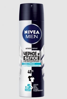 Купить nivea (нивея) для мужчин дезодорант спрей невидимый черное, белое fresh, 150мл в Кстово