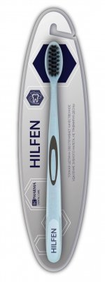 Купить хелфен (hilfen) зубная щетка средней жесткости черная щетина голубая, 1шт в Кстово