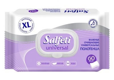 Купить salfeti (салфети) полотенца влажные очищающие универсальные, 60 шт в Кстово