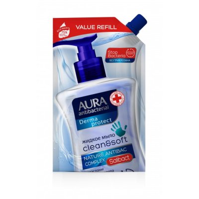Купить aura (аура) дерма протект крем-мыло антибактериальное протект+ 500мл в Кстово