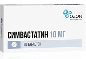 Купить симвастатин-озон, таблетки, покрытые пленочной оболочкой 10мг, 30 шт в Кстово