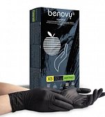 Купить перчатки benovy смотровые нитриловые нестерильные неопудренные текстурные на пальцах размер xs, 50 пар, черные в Кстово