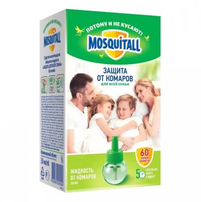 Купить mosquitall (москитолл) защита для взрослых жидкость к фумигатору 60ночей 30 мл в Кстово