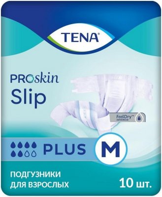 Купить tena proskin slip plus (тена) подгузники размер m, 10 шт в Кстово