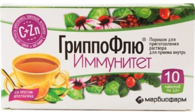Купить гриппофлю иммунитет, пор. апельсин №10_бад (марбиофарм оао, россия) в Кстово