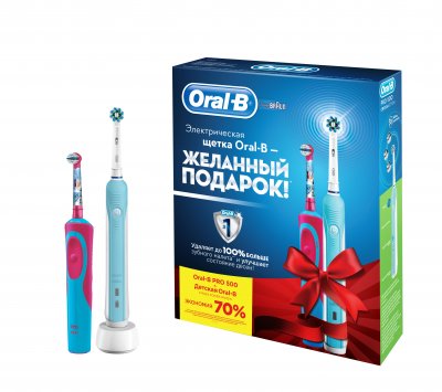 Купить oral-b (орал-би) набор: электрических зубных щеток, pro 500/d16513u+stages power frozen d12513k в Кстово