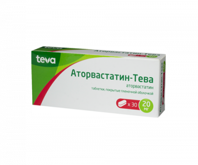 Купить аторвастатин-тева, таблетки, покрытые пленочной оболочкой 20мг, 30 шт в Кстово