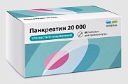 Купить панкреатин 20000, таблетки кишечнорастворимые, покрытые пленочной оболочкой 20000ед, 60 шт в Кстово