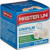 Купить пластырь master uni (мастер-юни) юнифилм полимерная основа 5х500см, 1 шт в Кстово