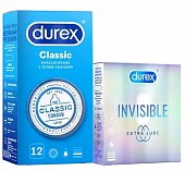 Купить durex (дюрекс) набор: презервативы classic, 12шт + invisible extra lube, 3шт в Кстово