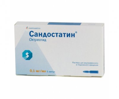 Купить сандостатин, раствор для внутривенного и подкожного введения 0,1мг/мл, ампула 1мл, 5 шт в Кстово