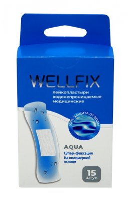 Купить пластырь веллфикс (wellfix) водонепроницаемый медицинский на полимерной основе aqua, 15 шт в Кстово