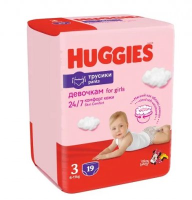 Купить huggies (хаггис) трусики-подгузники 3 для девочек 7-11кг 19шт в Кстово