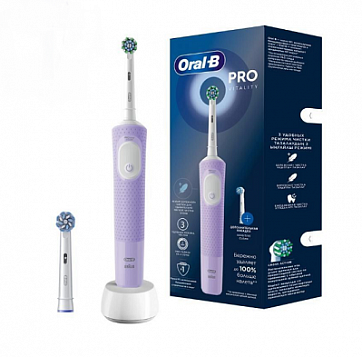Oral-B (Орал-Би) щетка зубная электрическая Vitality pro тип 3708 цвет сиреневый + насадка сменная sensitive clean