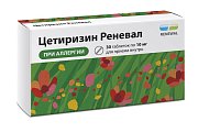 Купить цетиризин реневал, таблетки, покрытые пленочной оболочкой, 10 мг, 30шт от аллергии в Кстово